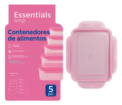 Set 5 Hermeticos Apilables Keep Rosa