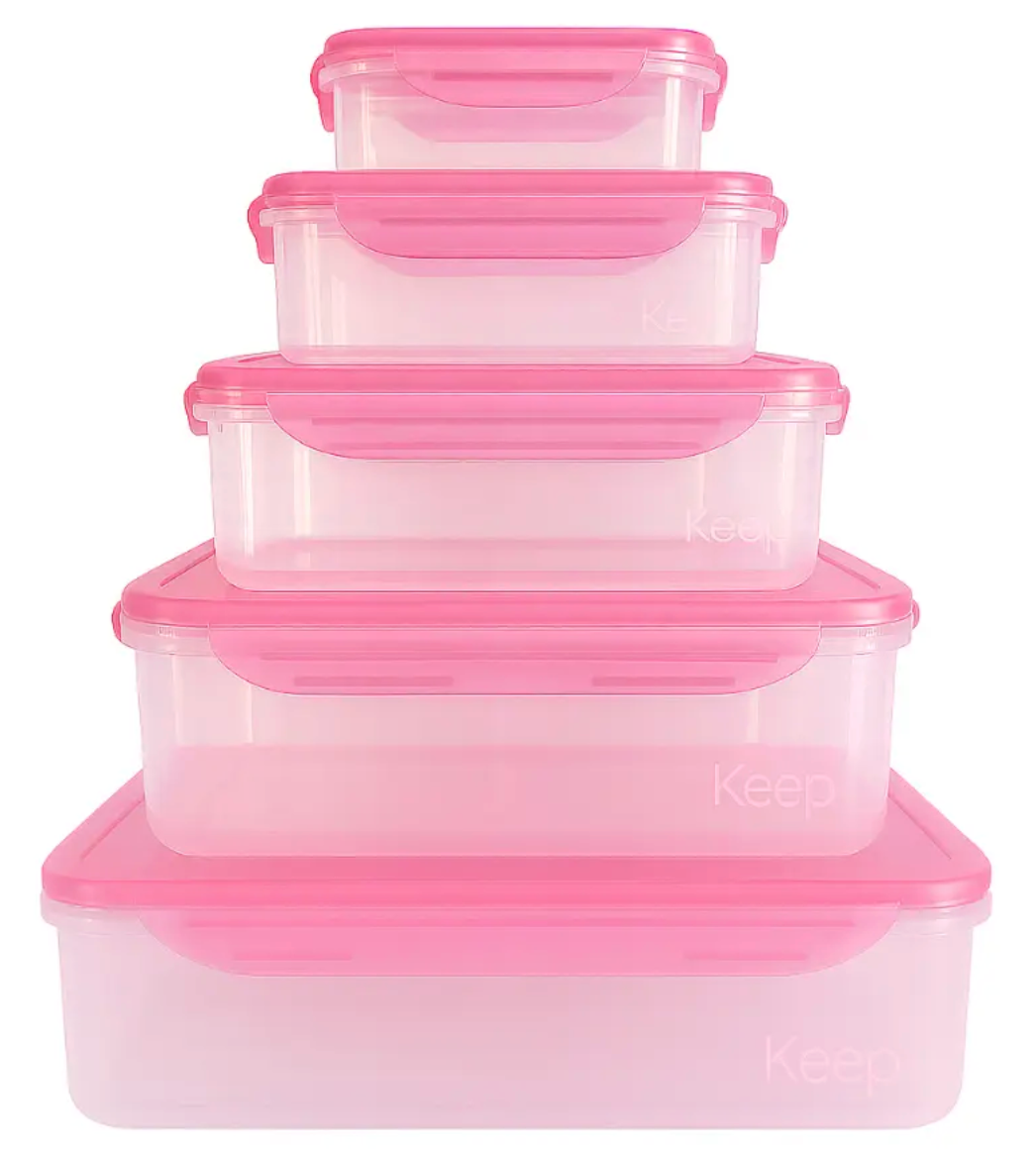 Set 5 Hermeticos Apilables Keep Rosa