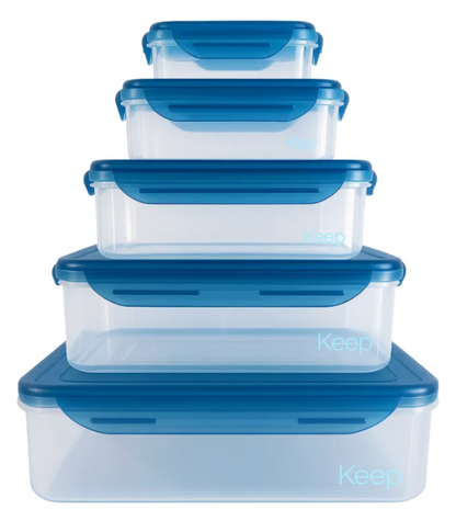 Set 5 Hermeticos Apilables Keep Azul
