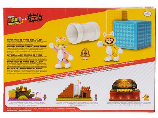Playset Set Diorama con Figuras Super Mario Cat Y Peach Cat 3d World