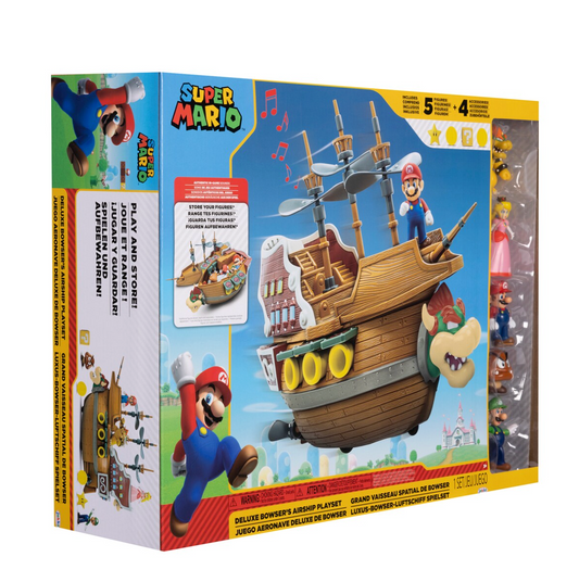 Juego Super Mario Barco Bowser Deluxe con 5 Figuras Playset