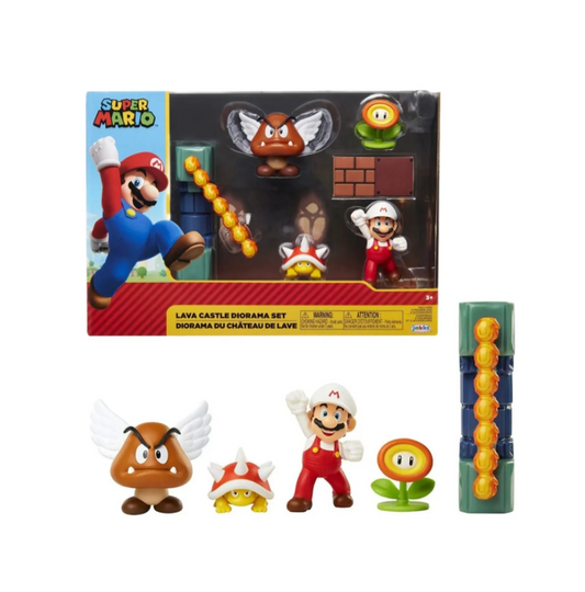 Set Figuras Super Mario Set Diorama Castillo De Lava