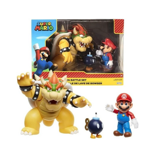 Set Figuras Super Mario Bros Vs Bowser Lava Battle Nintendo