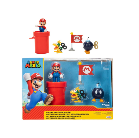 Juguete Playset Diorama Super Mario Cubierta De Aeronave