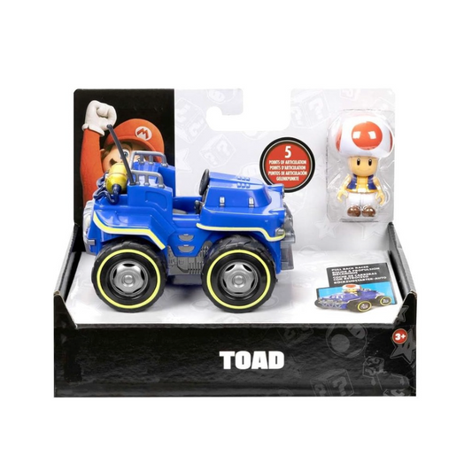 Super Mario Vehiculo Carro Kart Racer con Figura Toad Desmontable