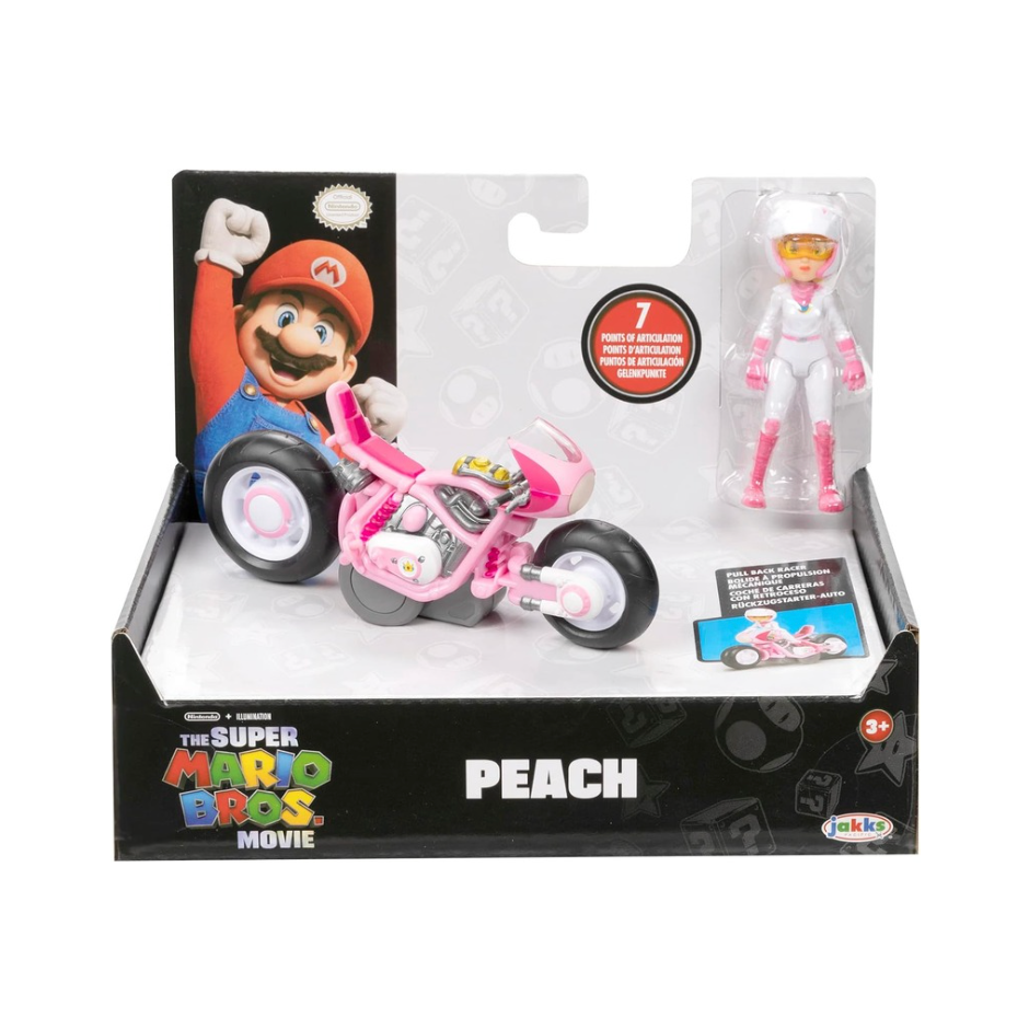 Super Mario Vehiculo Kart Racer Peach con Figura Desmontable