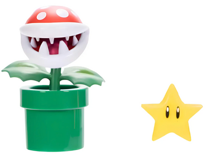 Figura Planta Piraña + Estrella - Super Mario Bros Nintendo 10cm