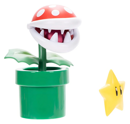 Figura Planta Piraña + Estrella - Super Mario Bros Nintendo 10cm