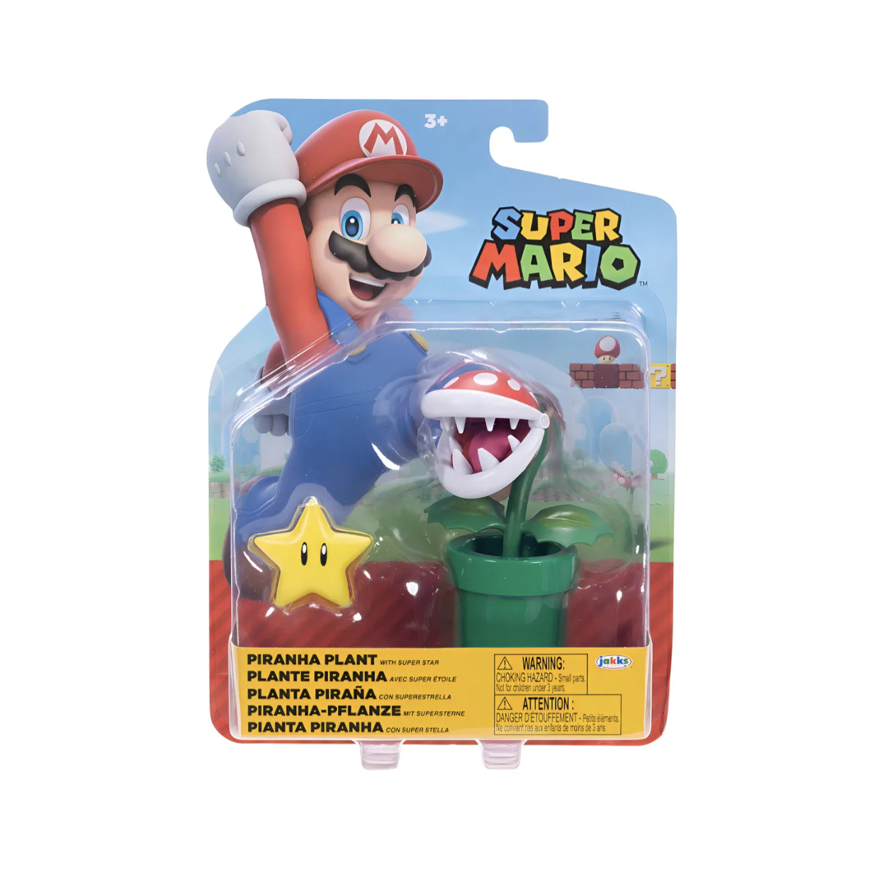 Figura Planta Piraña + Estrella - Super Mario Bros Nintendo 10cm