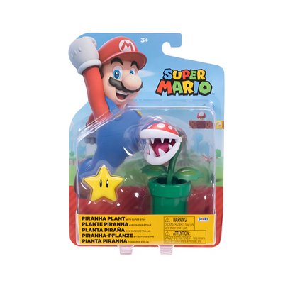 Figura Planta Piraña + Estrella - Super Mario Bros Nintendo 10cm