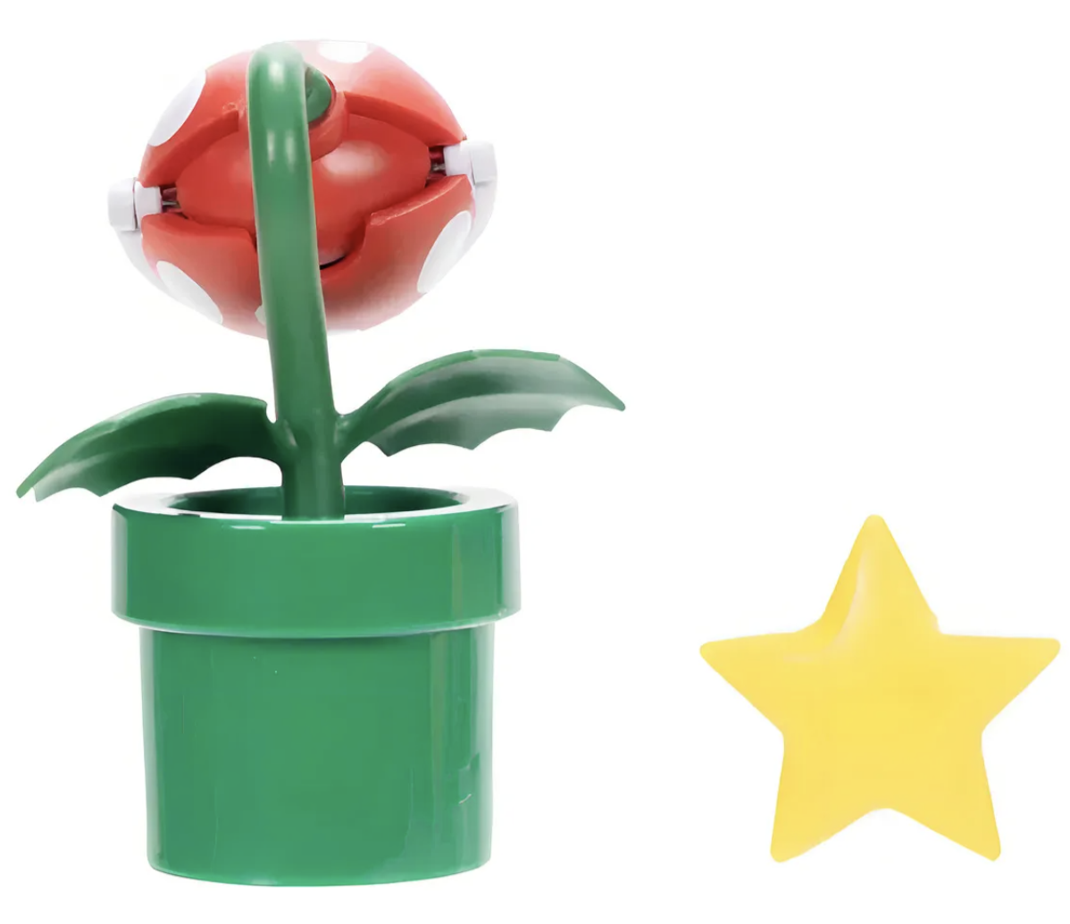 Figura Planta Piraña + Estrella - Super Mario Bros Nintendo 10cm