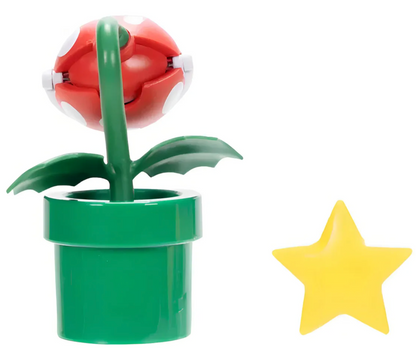 Figura Planta Piraña + Estrella - Super Mario Bros Nintendo 10cm
