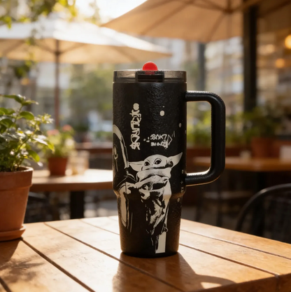 Mug Termico 30 Oz Black Star Wars Mandalorian Yoda