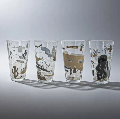 Set 4 Vasos Ciudades De Chile Glasso