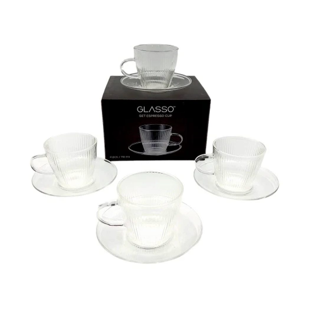 x Mayor Set 4 Tazas C/Plato Espresso Glasso