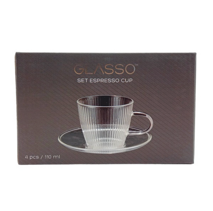 x Mayor Set 4 Tazas C/Plato Espresso Glasso