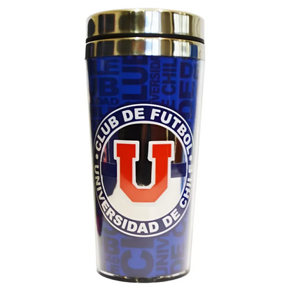 x Mayor Mug Termico Logo Plateado U De Chile