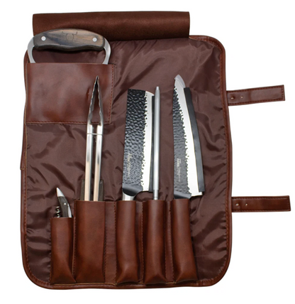 Set Parrillero Cuero Premium Cuchillo Wayu