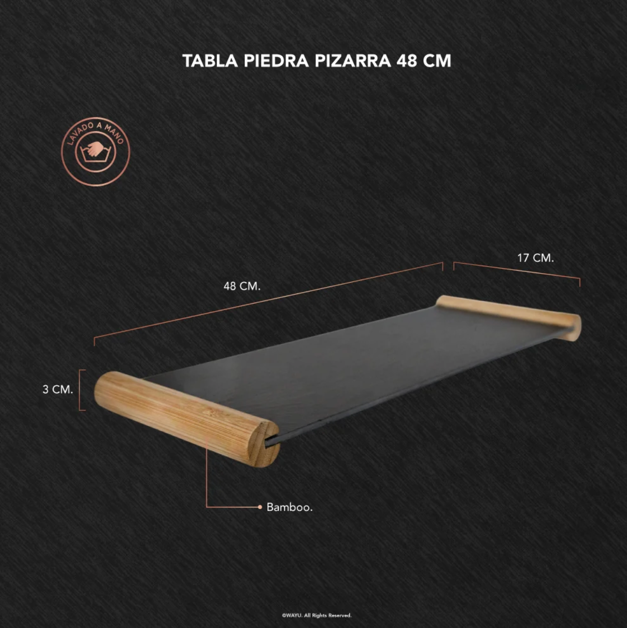 Tabla Piedra Pizarra 48 Cm Wayu