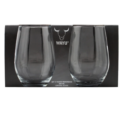 Set 4 Vasos Redondos Vidrio Wayu
