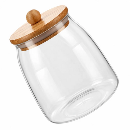x Mayor Frasco Vidrio 950ml Con Tapa De Bamboo Glasso Daily