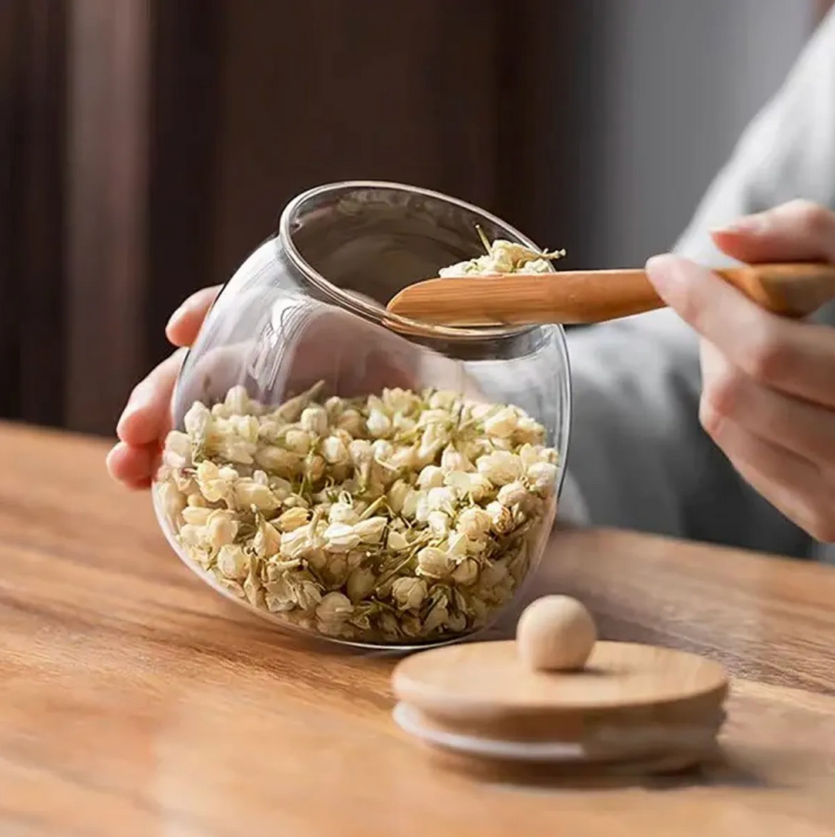 x Mayor Frasco Vidrio 950ml Con Tapa De Bamboo Glasso Daily