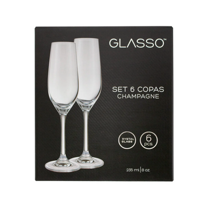x Mayor Set Copa De Champagne Cristal Glasso