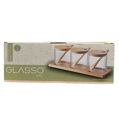 x Mayor Set 3 Canister Bamboo Con Bandeja Glasso