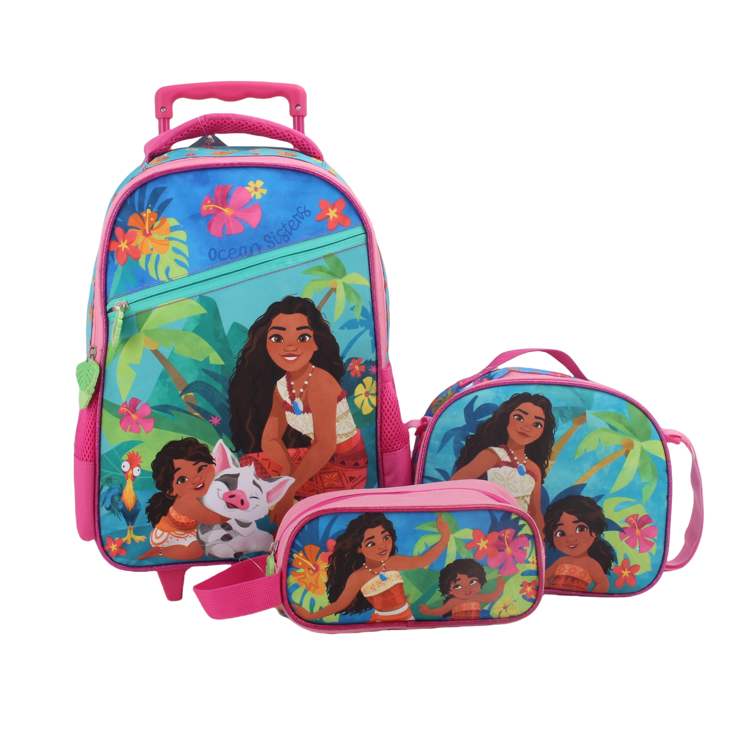 Set Promo con Ruedas Mochila + lonchera + Estuche Moana