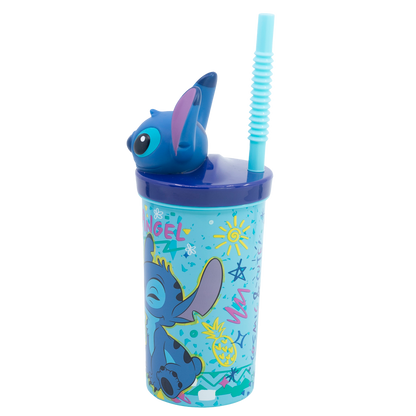 Vaso Con Bombilla Stitch Figura 3D 360ml