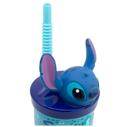 Vaso Con Bombilla Stitch Figura 3D 360ml