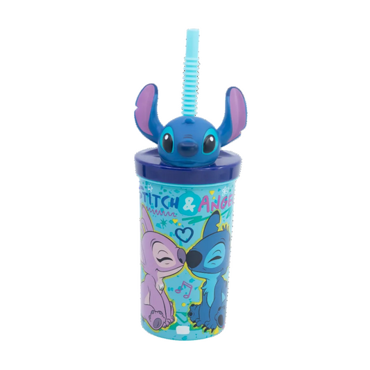Vaso Con Bombilla Stitch Figura 3D 360ml