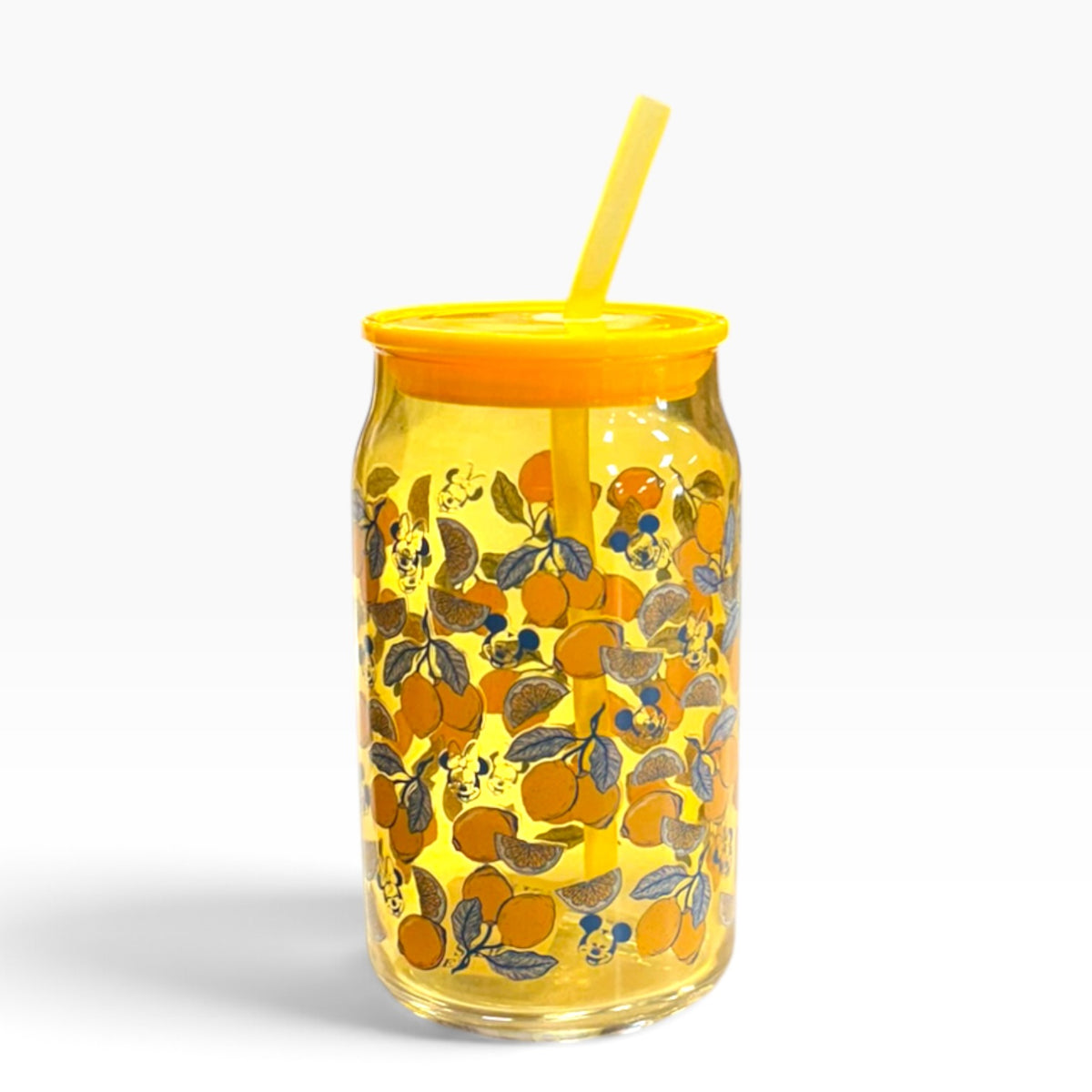 Set 4 Vasos Straw Vidrio 500ml Minnie y Mickey Limoncello Disney