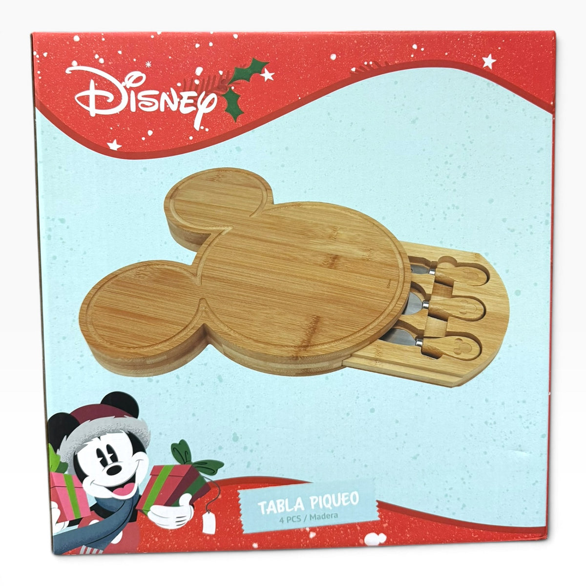 Tabla Piqueo Quesos Madera Navidad Disney Mickey