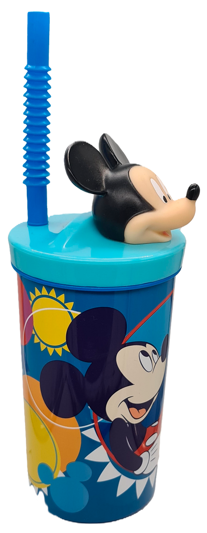Vaso Con Bombilla Mickey Mouse Figura 3D 360ml