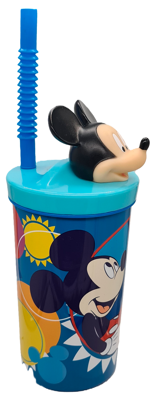 Vaso Con Bombilla Mickey Mouse Figura 3D 360ml