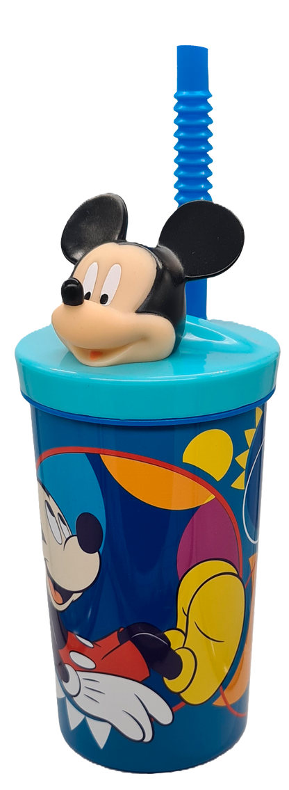 Vaso Con Bombilla Mickey Mouse Figura 3D 360ml