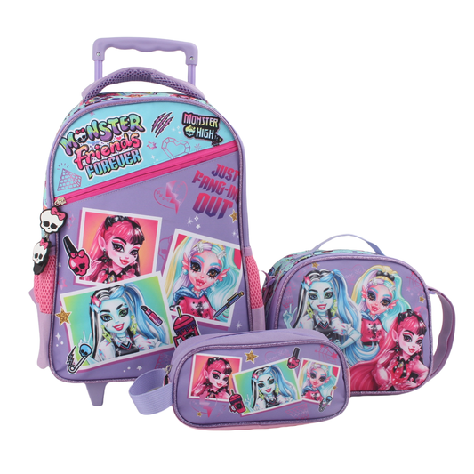 Set Promo Bts Con Ruedas 3 Piezas Monster High