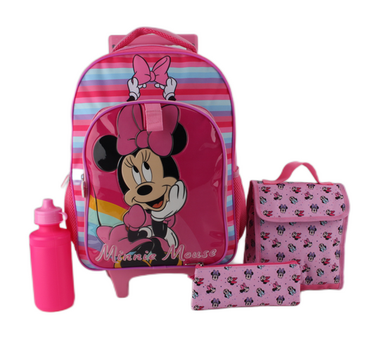 Set 4 Piezas Mochila Con Ruedas Lonchera Estuche Botella Agua