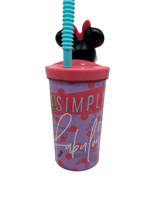Vaso Con Bombilla Minnie Mouse Figura 3D 360ml