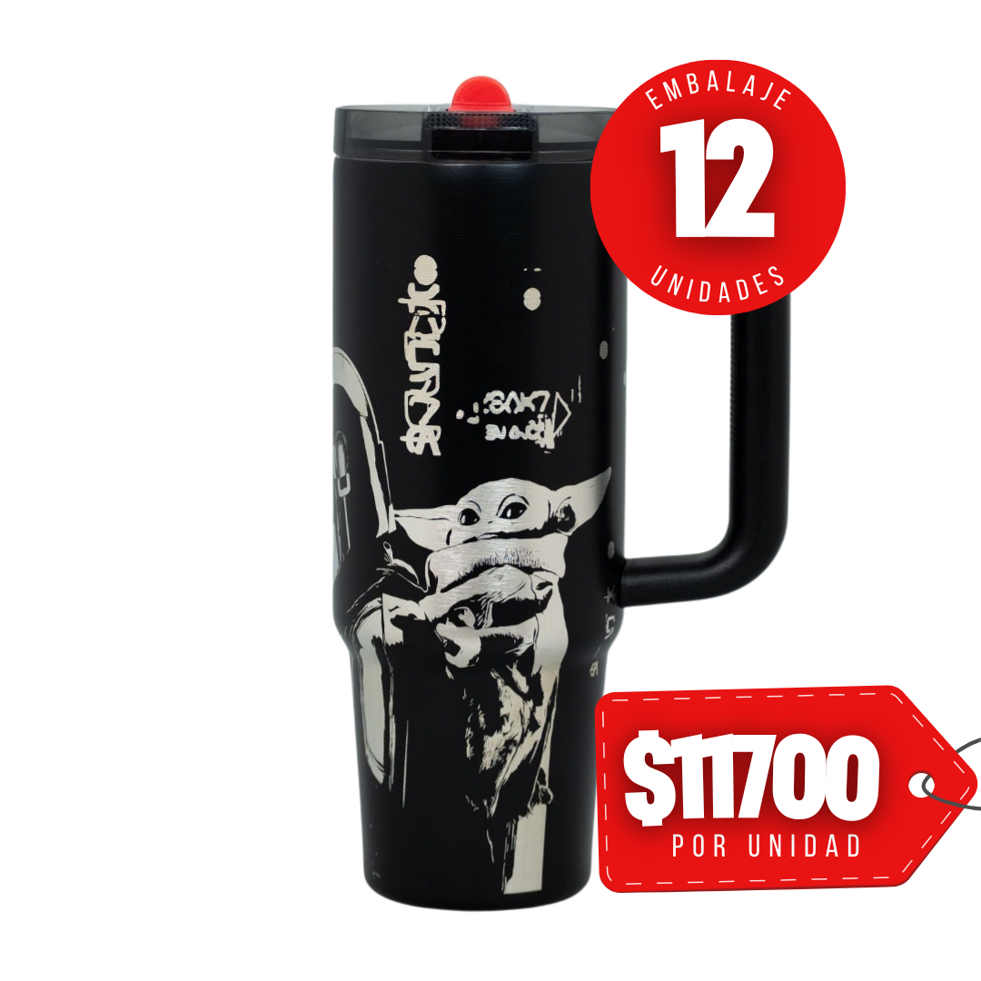 x Mayor Mug Termico 30 Oz Black Star Wars Mandalorian Yoda
