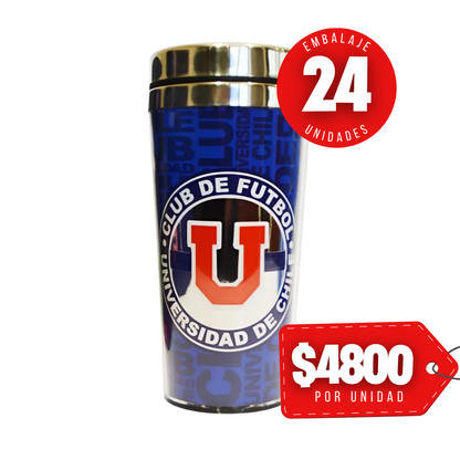 x Mayor Mug Termico Logo Plateado U De Chile