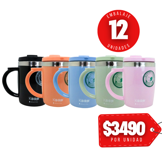 x Mayor Mug Termo Keep Colores 400ml