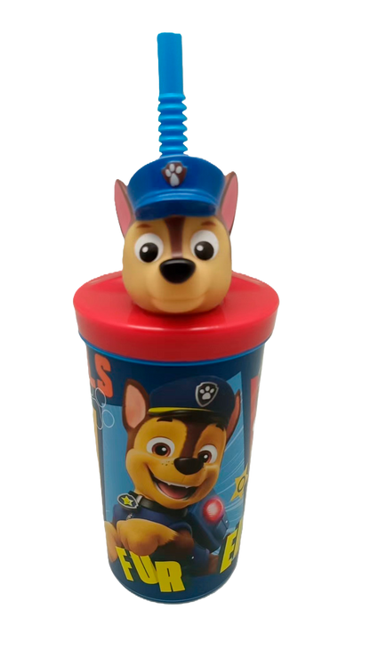 Vaso Con Bombilla Chase Figura 3D 360ml Paw Patrol