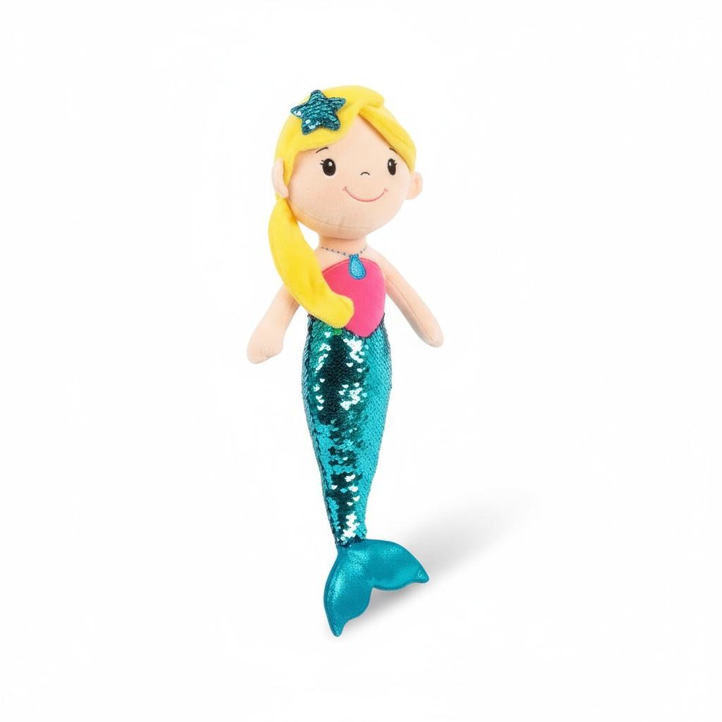 Muñeca Sirena 50cm Cola Azul