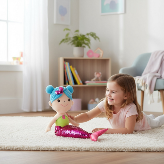 Muñeca Sirena 50cm Cola Fucsia