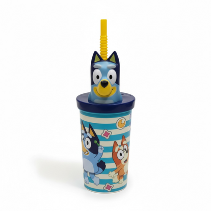 Vaso Con Bombilla Bluey Figura 3D 360ml