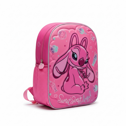 Mochila Stitch & Angel Infantil Soft Quilt Rosa