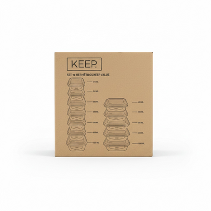 Set 12 Hermeticos de Vidrio - 24pcs Keep