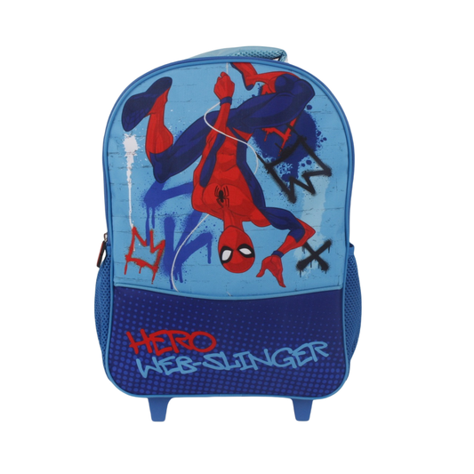 Mochila Infantil Con Ruedas 15" Spiderman Azul
